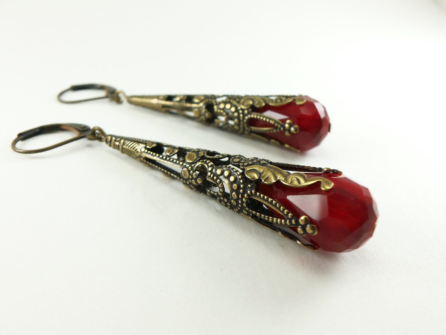 Vampire Earrings Blood Red Dangle Earrings Victorian Jewelry Etsy