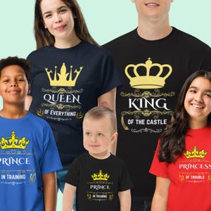 Passendes T-Shirt der Königsfamilie | Königin, König, Prinzessin und Prinz | Niedlicher Grafikdruck | Perfektes Geschenk für Ehefrau, Ehemann und Kinder