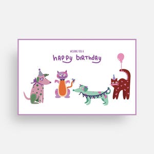 Carte d'anniversaire animaux | Illustration mignonne | Carte de voeux