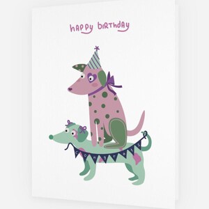 Niedliche Geburtstagskarten für Hundeliebhaber | Niedliche Hunde Illustration | Gefaltete Geburtstagskarten | Dackel | Dalmatiner Karte