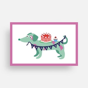 Tarjeta de cumpleaños de perro salchicha / Tarjeta de cumpleaños de perro salchicha / Tarjeta de cumpleaños para amantes de los perros / Tarjeta de felicitación