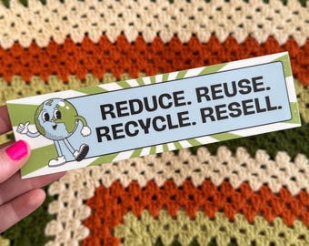 Naklejka na zderzak „Zmniejsz ponowne użycie, recykling, odsprzedaż”