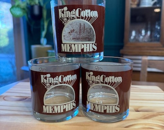 Vintage King Cotton Memphis Glasses  Set of 3