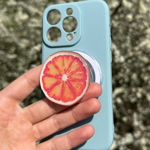 Supporto per telefono a forma di frutta arancione - Supporto estetico per iPhone e Android / Supporto per frutta / Accessorio divertente per telefono / Regalo per gli amanti della frutta