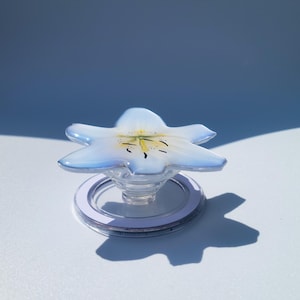 Weiße Lilie MagSafe Phone Grip - Eleganter Floraler Phone Grip | Minimalistisches iPhone Zubehör