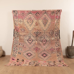 Vintage Pink Beni Mguild Rug, Authentic Moroccan Rug, 6x8 Moroccan rug