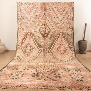 Vintage Pink Beni Mguild Rug, Authentic Moroccan Rug, 12x6 FT