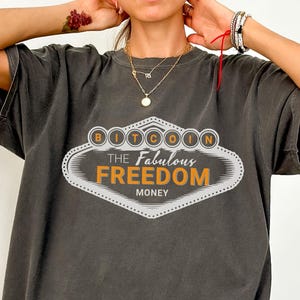 Bitcoin Shirt Unisex, Crypto Tee, Small BTC Logo, Bitcoin Las Vegas, Bitcoin Trader Gift, Soft Vintage Look, Unisex Streetwear Tee, Satoshi