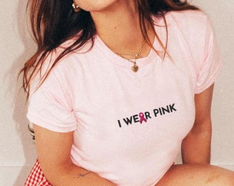 Breast Cancer Support Embroidered Baby Tee, October Breast Cancer Outfit, Breast Cancer Awareness Tank Tops, Breast Cancer Survivor Shirt