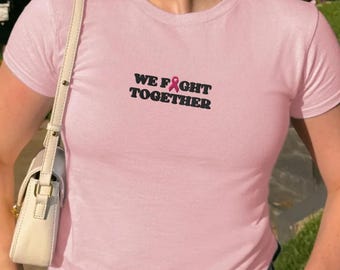 Breast Cancer Support Embroidered Baby Tee, October Breast Cancer Outfit, Breast Cancer Awareness Tank Tops, Breast Cancer Survivor Shirt
