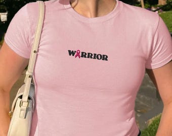 Breast Cancer Support Embroidered Baby Tee, October Breast Cancer Outfit, Breast Cancer Awareness Tank Tops, Breast Cancer Survivor Shirt