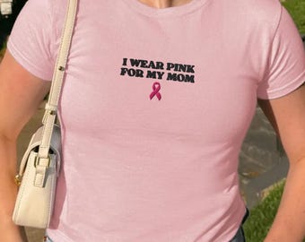 Custom Breast Cancer Family Support Embroidered Baby Tee, Breast Cancer Awareness Tank Tops, Breast Cancer Survivor Shirt