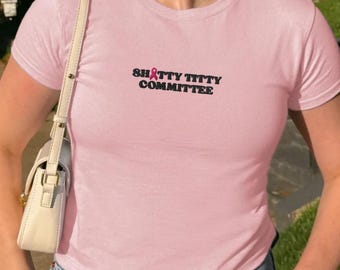 Breast Cancer Support Embroidered Baby Tee, October Breast Cancer Outfit, Breast Cancer Awareness Tank Tops, Breast Cancer Survivor Shirt