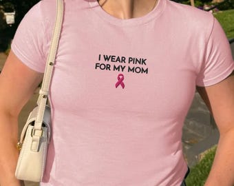 Custom Breast Cancer Family Support Embroidered Baby Tee, Breast Cancer Awareness Tank Tops, Breast Cancer Survivor Shirt