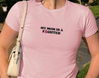 Custom Breast Cancer Family Support Embroidered Baby Tee, Breast Cancer Awareness Tank Tops, Breast Cancer Survivor Shirt
