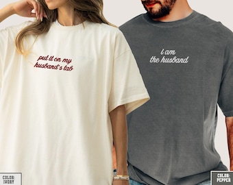 Put It On My Husband's Tab Embroidered Shirt, Wedding Honeymoon Outfit, Bridal Shower Gift, Bachelorette Party Tee, Newly Engaged Gift