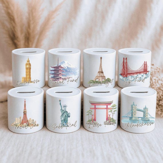 personalisiertes Geldgeschenk für Reisen, Spardose personalisiert mit Namen als Geschenkidee, Geldgeschenk Hochzeit, Geburtstag, Weihnachten