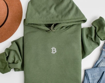 Embroidered Bitcoin Hoodie, Crypto Lover Gift, Bitcoin Apparel for Men Women, Crypto Hoodie Unisex, BTC Trading Sweater, Stock Market
