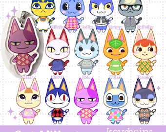 Llaveros/pegatinas de aldeano gato de ACNH