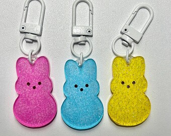 Easter Peep Bunny Glitter Keychains
