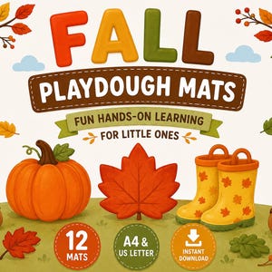 Höst Thanksgiving Playdough-mattor – Förskoleaktivitet för småbarn (digital nedladdning)