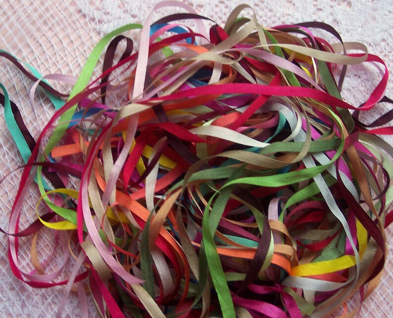 Pure Silk Ribbon 4mm Assortment 75 yd Assortment Etsy