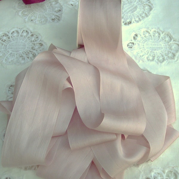 Pure Silk  Ribbon 2 inches  50mm  wide Blush/Bisque Color  9 yds