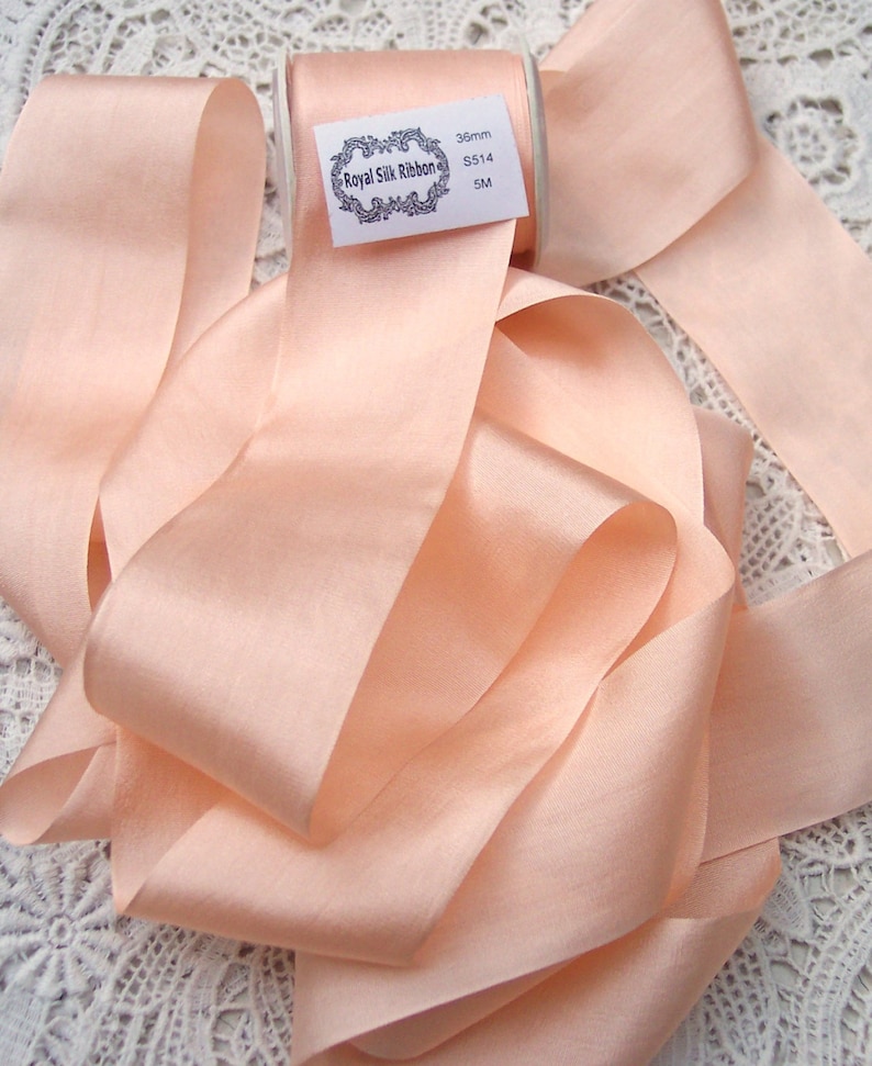 100/% PURE SILK RIBBON 36MM 1 1//2/" WIDE ~IVORY ~COLOR ~ 5 YRDS