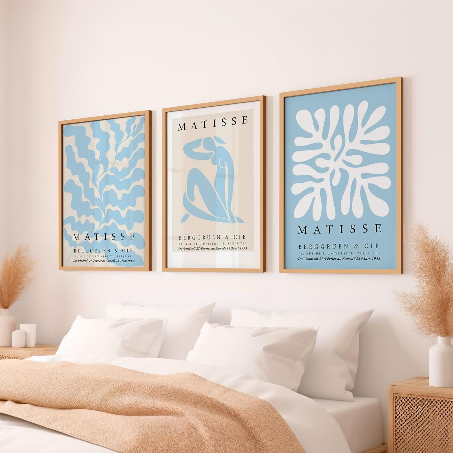 Matisse Poster Set Framed Wall Art Henri Matisse Prints Minimalist Abstract Blue Decor Modern Art Prints for Living Room Bedroom Aesthetic