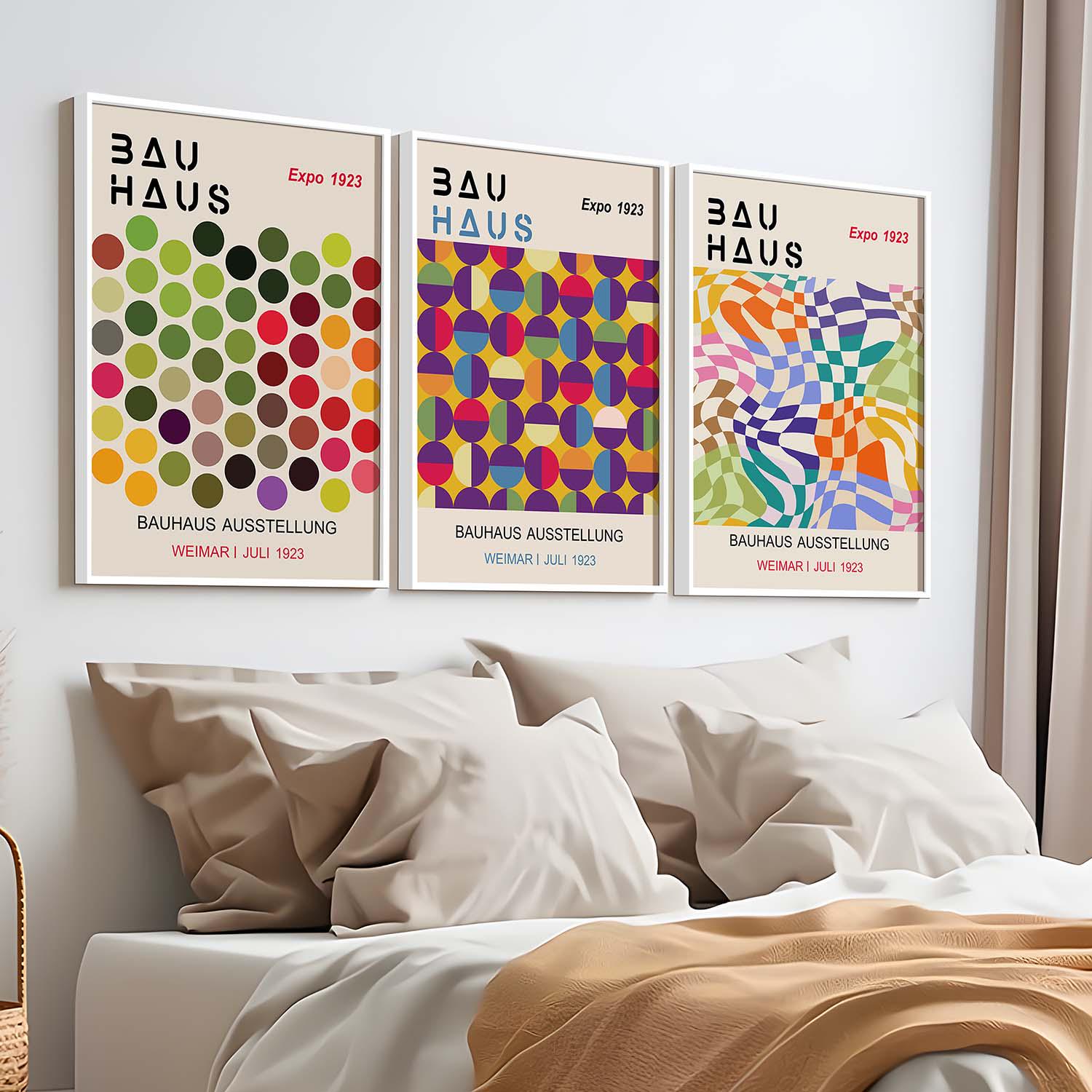Bauhaus Poster Set of 3 Geometric Abstract Wall Art Framed Prints ...