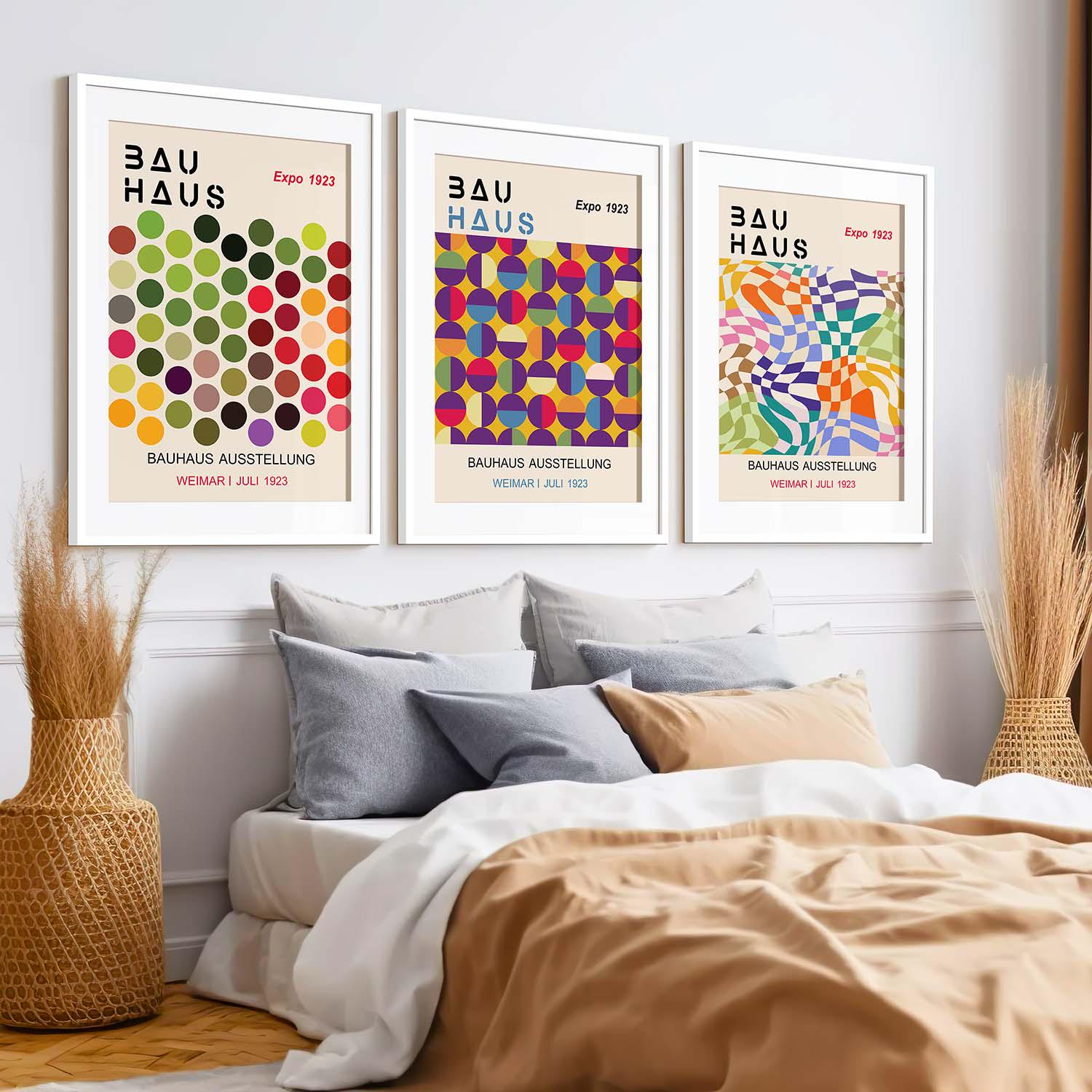 Bauhaus Poster Set of 3 Geometric Abstract Wall Art Framed Prints ...