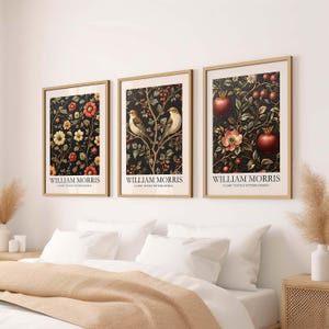William Morris Framed Poster Set Vintage Floral Bird Fruit Wall Art Botanical Prints Classic Textile Design Gallery Wall Decor