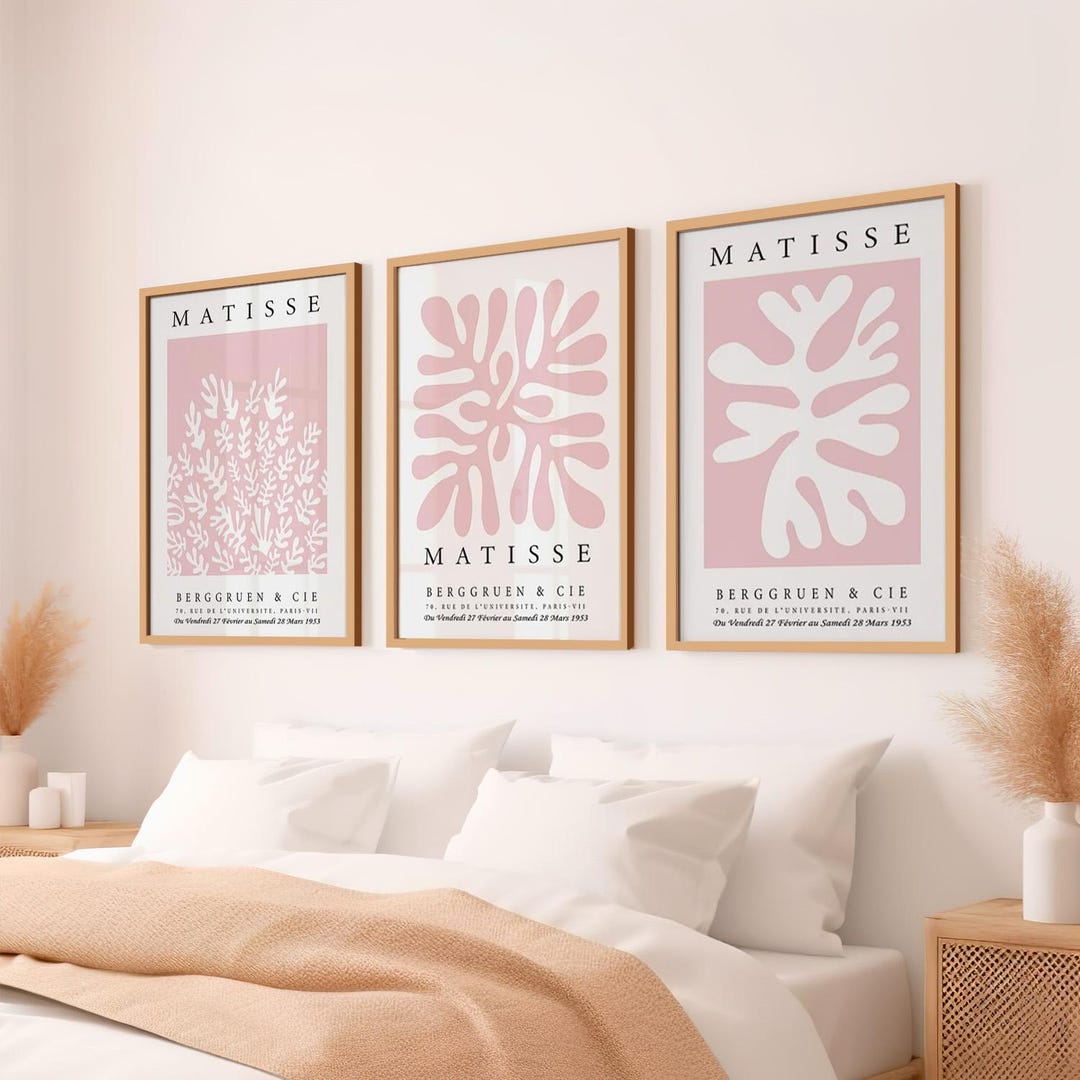 Set of 3 Posters Print Henri Matisse Pink and White Colors Wall Art ...