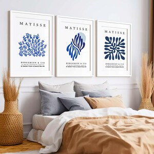 Set of 3 Posters Print Henri Matisse White and Blue Colors Wall Art ...