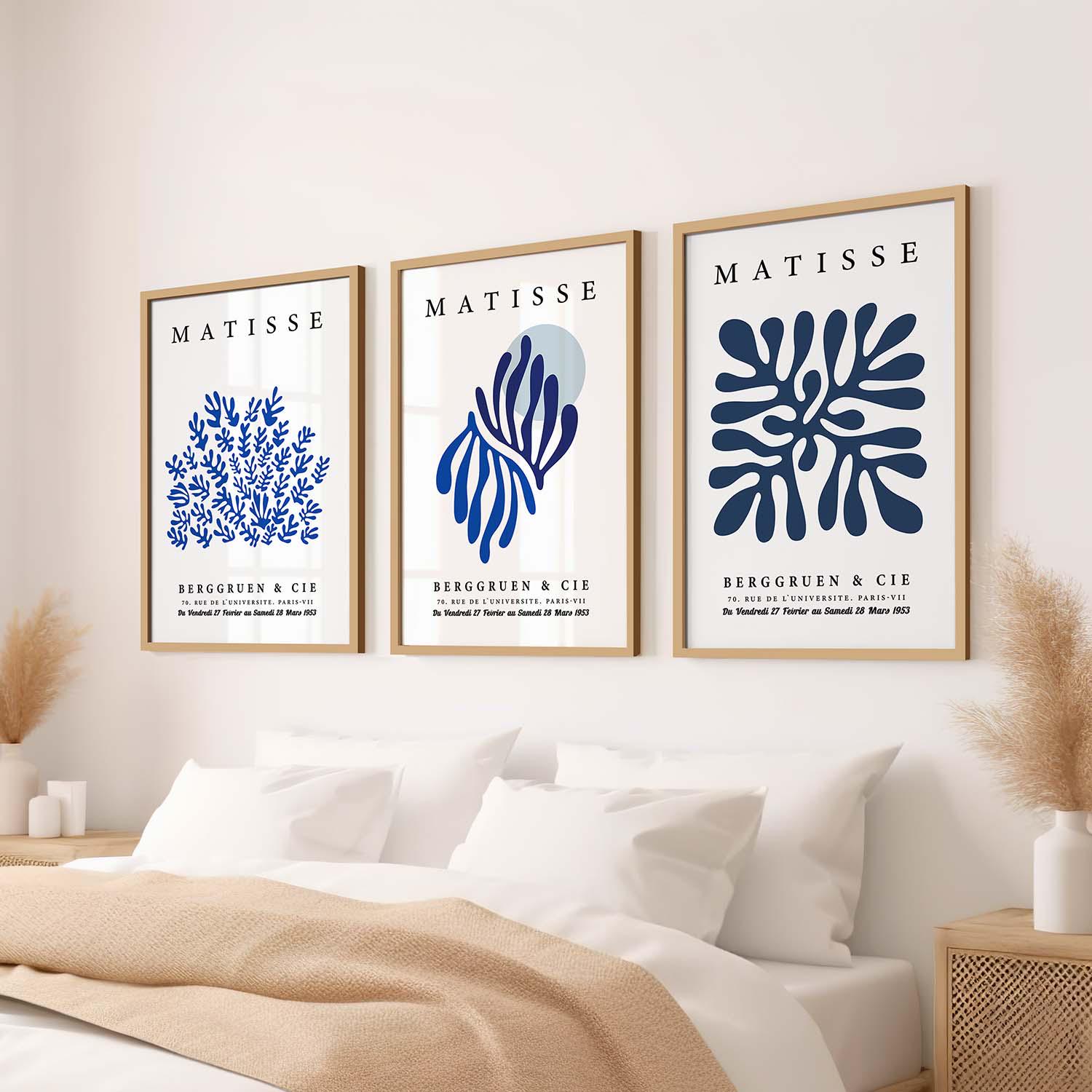 Set of 3 Posters Print Henri Matisse White and Blue Colors Wall Art ...