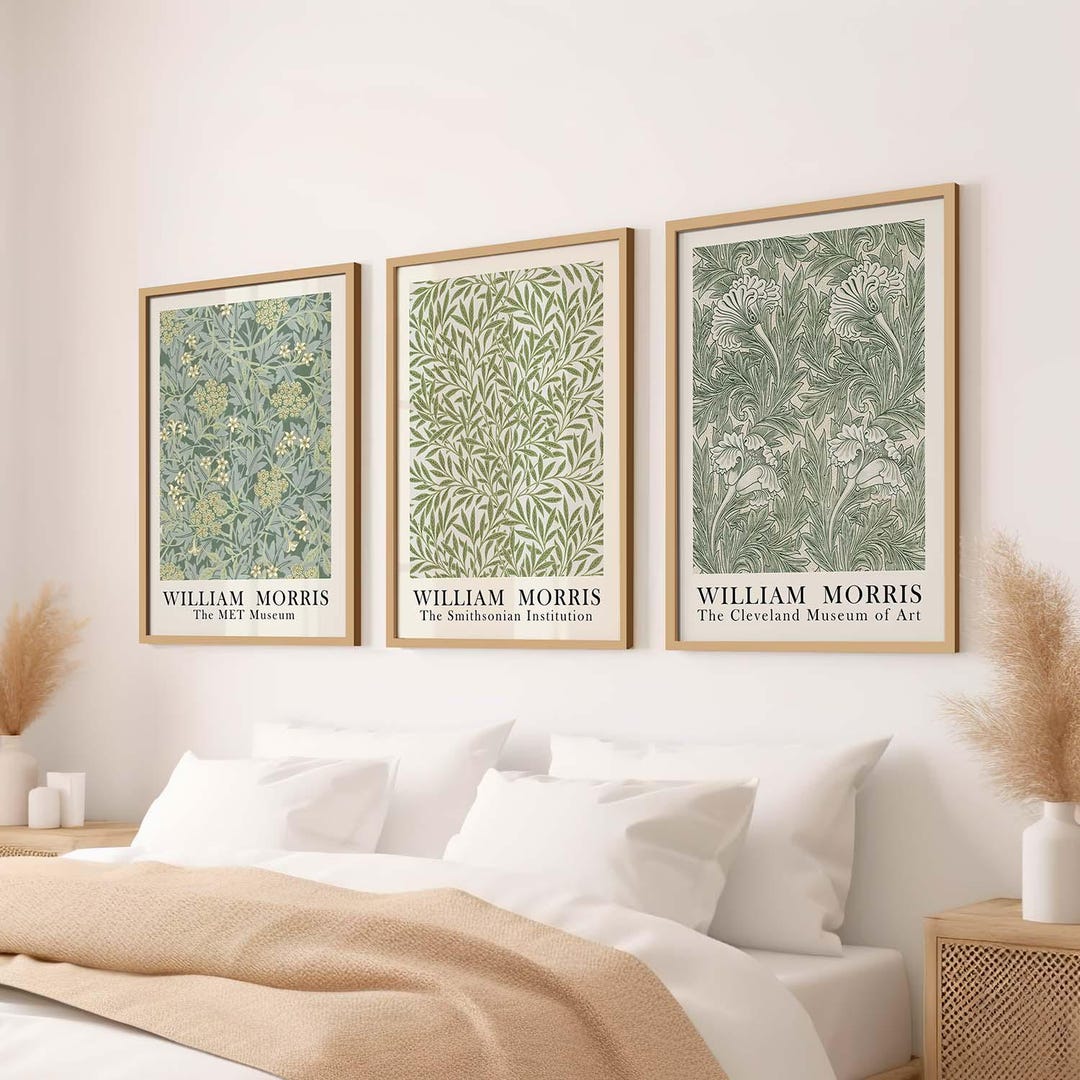 William Morris Wall Art Set of 3 Framed Prints Vintage Botanical ...