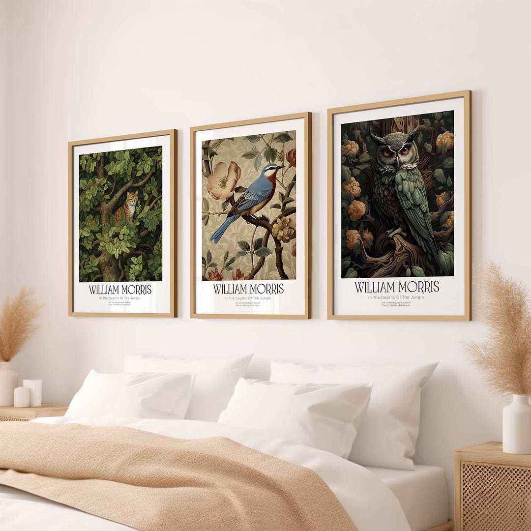 William Morris Wall Art Set of 3, Vintage Animal Prints, Nature ...