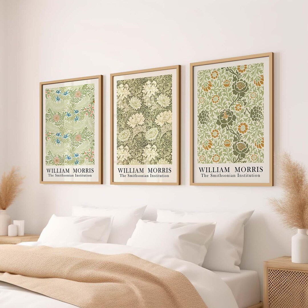 William Morris Vintage Art Prints Set of 3 Framed Wall Art Botanical ...