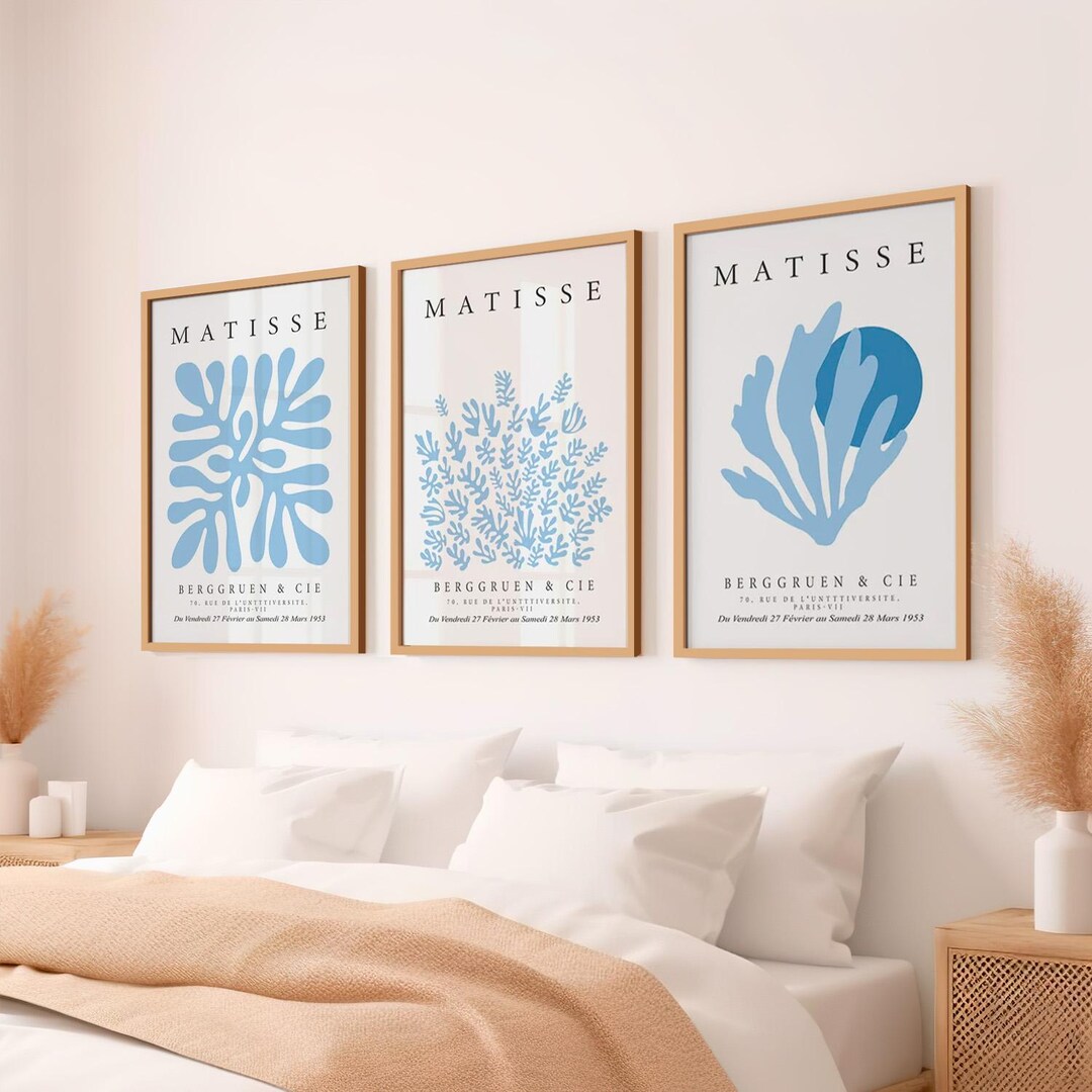 Set of 3 Posters Print Henri Matisse Blue and White Colors Wall Art ...