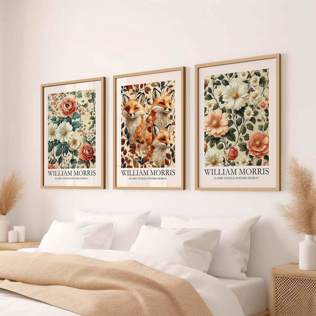 William Morris Framed Poster Set Floral Fox Wall Art Botanical Animal ...