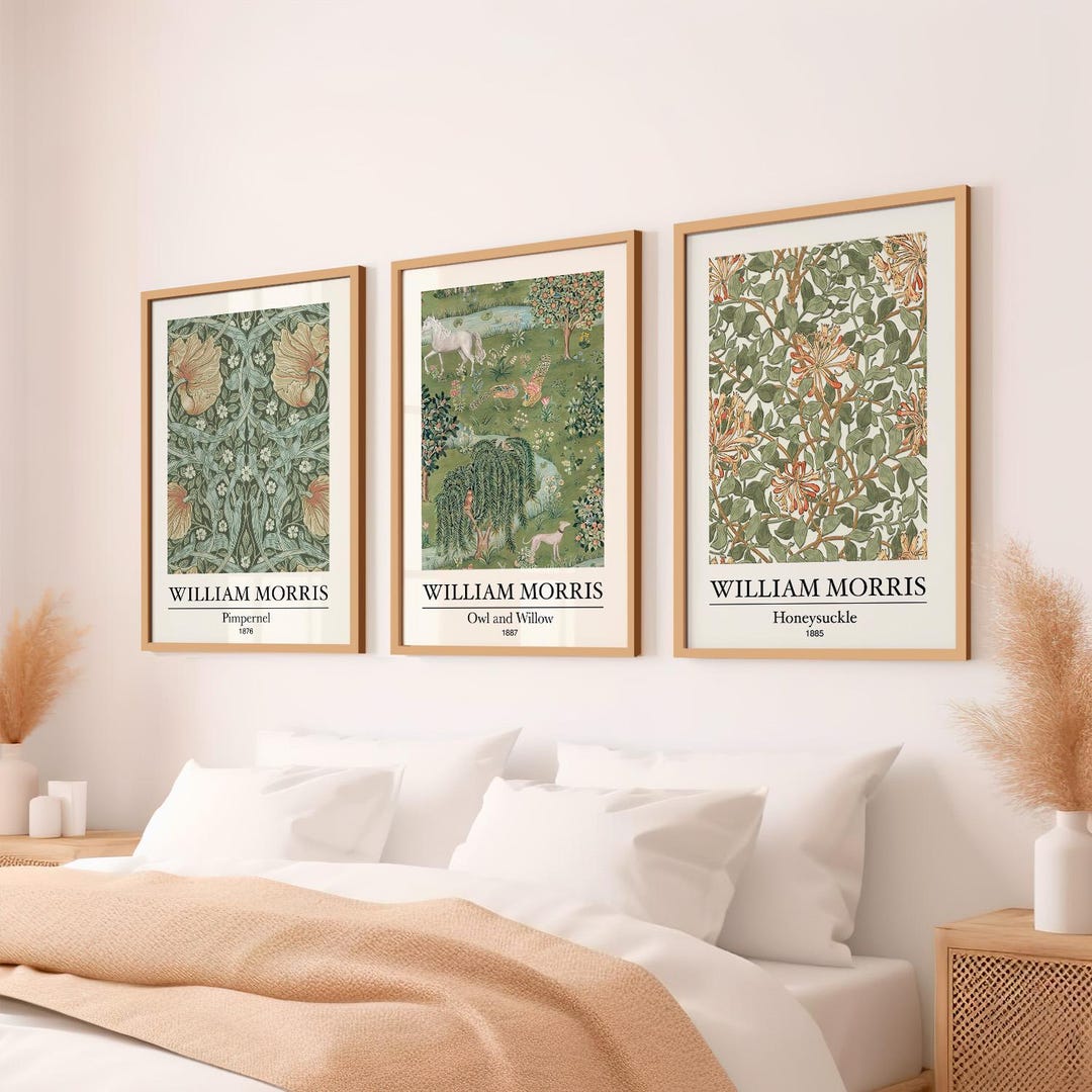 Set of 3 Posters Print William Morris Green Colors Wall Art Decor Multi ...