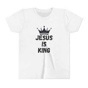 Youth Christian Tee: &quot;Jesus Is King&quot; Faith-Based Kids Apparel