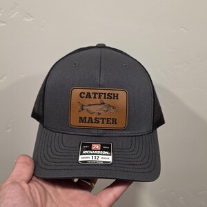 Catfish Master Hat, Fishing Trucker Cap, Richardson 112 Leather Patch Hat, Angler Gift for Him, Fisherman Hat, Catfish Hunter Cap