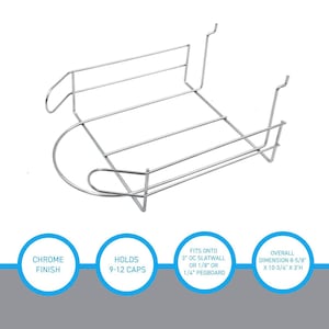 Estante expositor de gorras de béisbol de alambre cromado / Soporte para sombreros de venta al por menor / Panel perforado para rejilla de listones / Accesorio para sombrerería