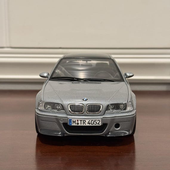 BMW M3 CSL E46 Diecast Model Car: Autoart 1/18 Scale, Steel Grey
