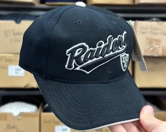 Vintage Los Angeles Raiders Strap Back Hat Otto Cap OSFA Silver
