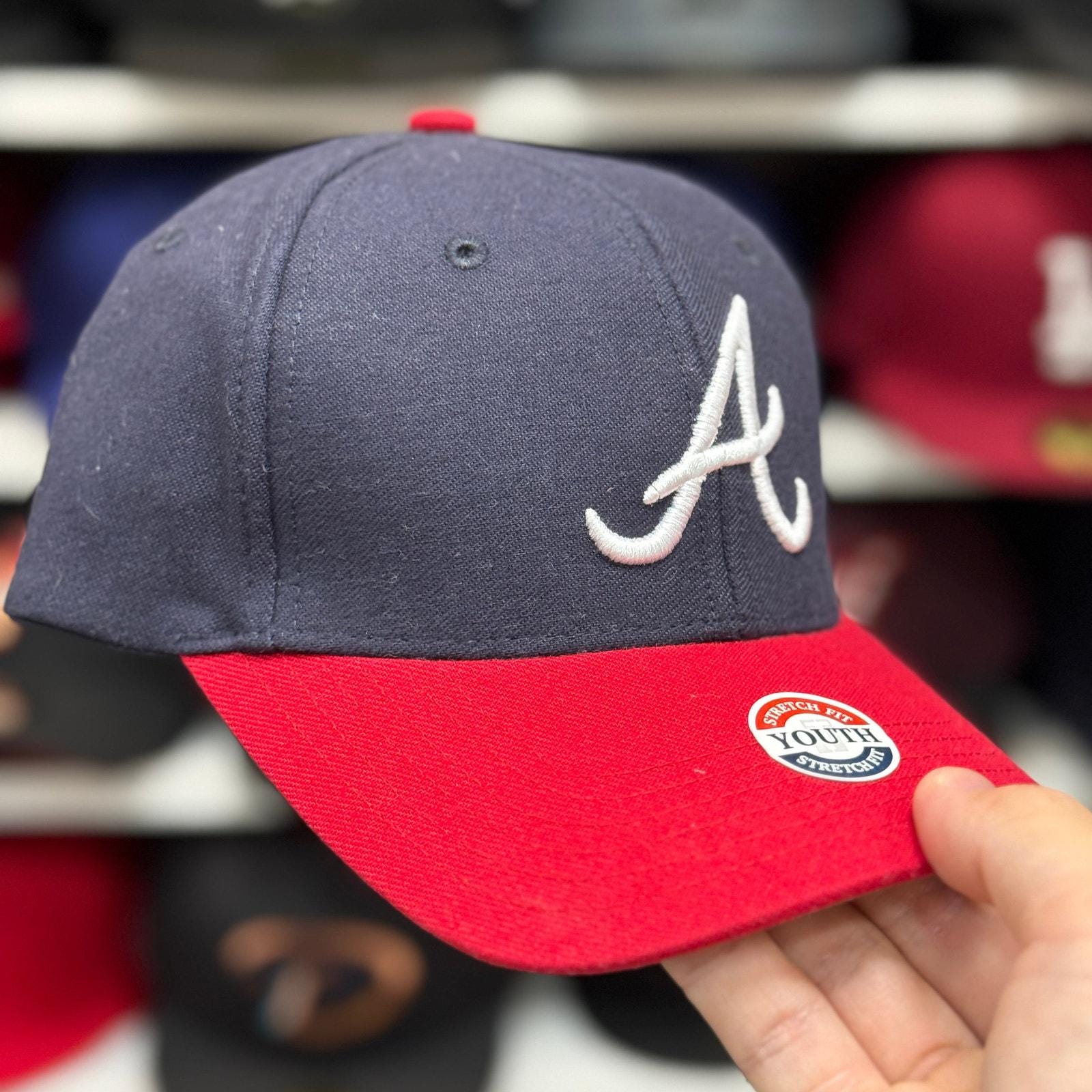 Casquette Vintage New Era Atlanta Braves - Laine Bleu - Taille Jeune 6 3/4 - Made In USA