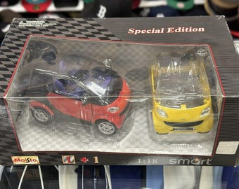 1/18 Smart Car Bundle Red and Yellow Vintage Maisto | Very Rare - Etsy