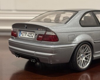 BMW M3 CSL E46 Diecast Model Car: Autoart 1/18 Scale, Steel Grey