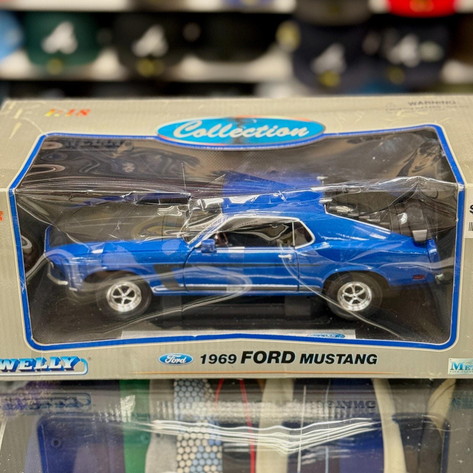 1/18 1969 Ford Mustang Boss 302 Blue WELLY Diecast Car | New - Etsy